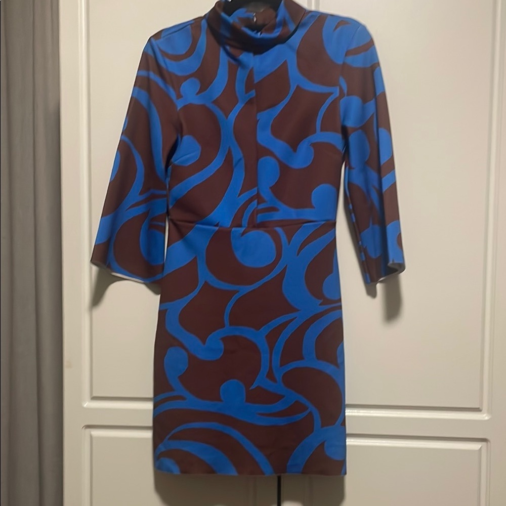 Blue and Brown Patterned Dress